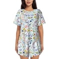 thumbnail image 1 of Sikiie Beautiful wild flower forest Print Womens Pajama Sets Short Sleeve Top With Pants Sleepwear 2 Piece Lounge Set-3X-Large, 1 of 6