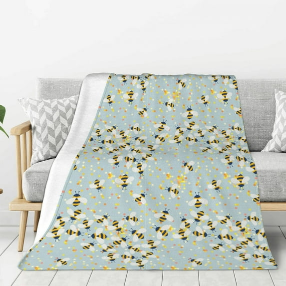 Sikiie Bees Cozy Flannel Fleece Throw Blanket: Lightweight & Thick for All Seasons - Perfect for Women, Men, & Kids"80"x60"