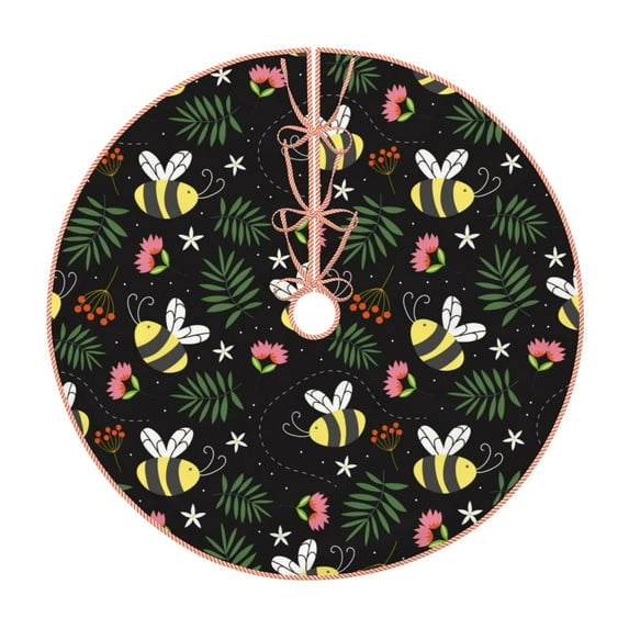 Sikiie Bees Nativity Christmas Tree Skirt, Jesus Christian Winter Holiday Tree Mat Decoration(30-48IN)48"