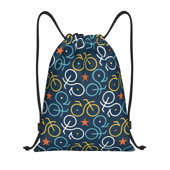 Sikiie Bicycle Colorful Drawstring Backpack Drawstring Bags, Draw String Back Bag for Sports, Gym, Travel, Swimming, Beach-Small