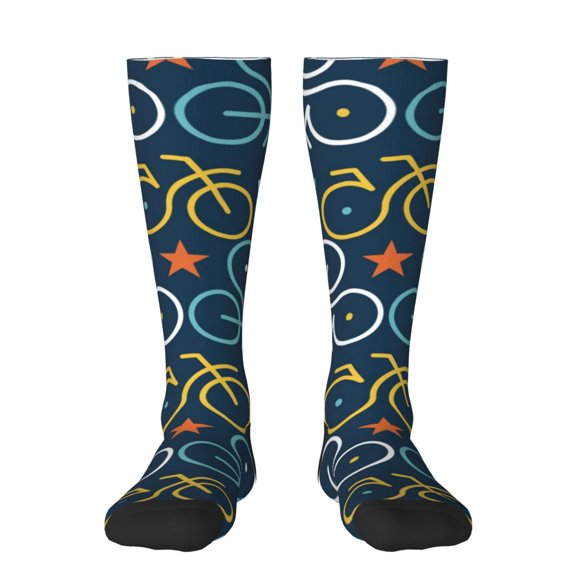 Sikiie Bicycle Colorful Knee Socks, High Socks Long Stretchy Sock Women Knee High Stocking, Long Socks for Women