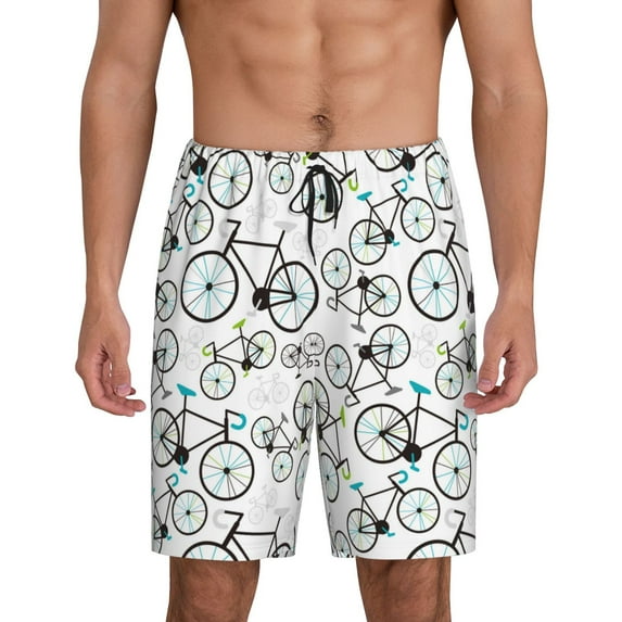 Sikiie Bicycle Mens Pajama Shorts, Lightweight Lounge Pant with Pockets Soft Sleep Pj Shorts for Men3X-Large