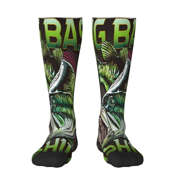 Sikiie Big Bass Fish Knee Socks, High Socks Long Stretchy Sock Women Knee High Stocking, Long Socks for Women