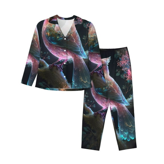 Sikiie Bird 3 Women's Long-Sleeve Shirt and Full-Length Bottom Pajama Set (s-xxl)-Large