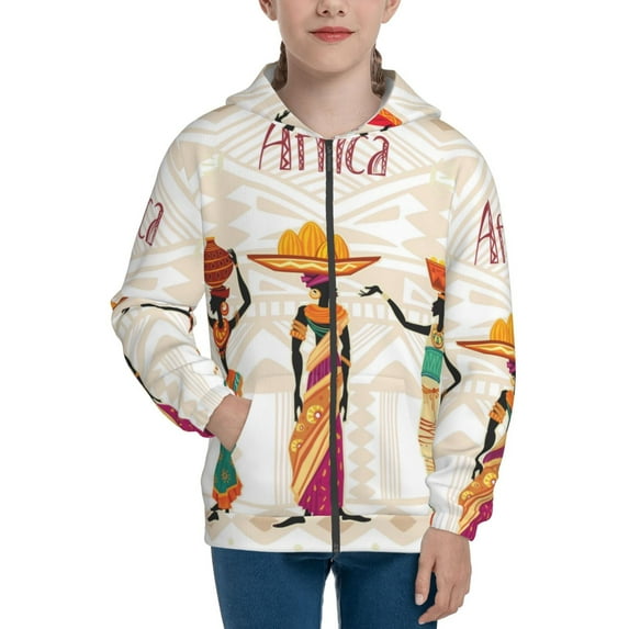 Sikiie Black African Woman Zip Up Hoodie Teenage, hoodies for Teenage, Zipper Sweatshirt Jacket for Daily, Traveling-