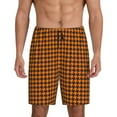 thumbnail image 1 of Sikiie Black And Orange Houndstooth Mens Pajama Shorts, Lounge Pant, Men's shorts，Sleep Pj Shorts for Men-3X-Large, 1 of 6