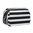 thumbnail image 1 of Sikiie Black And White Stripes Print Flip Double-layer Pencil Case, All-purpose Stationery Bag for Study and Office, Zipper Design, Unisex, 1 of 7