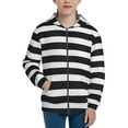thumbnail image 1 of Sikiie Black And White Stripes Zip Up Hoodie Teenage, hoodies for Teenage, Zipper Sweatshirt Jacket for Daily, Traveling-Medium, 1 of 6