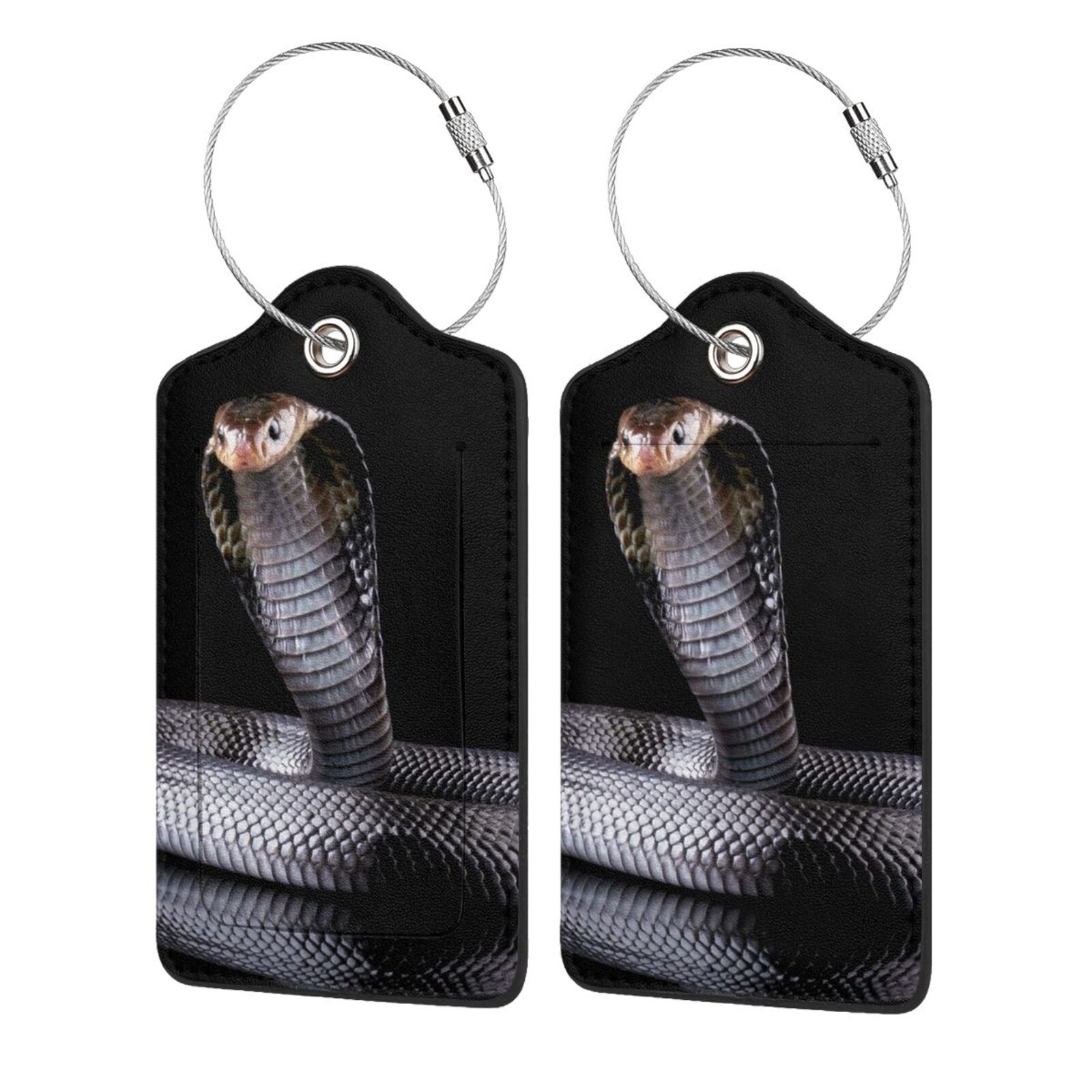 Sikiie Black Cobra Snake Luggage Tag for Suitcase Leather Baggage Tag ...