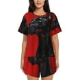 thumbnail image 1 of Sikiie Black Dog Red Background Womens Pajama Sets Short Sleeve Top With Pants Sleepwear 2 Piece Lounge Set-4X-Large, 1 of 6