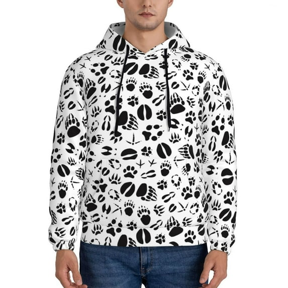 Sikiie Black Footprints Men's Hoodie, Essentials Hoodie, Sweatshirt, Pullover Hooded Sweatshirt for Men-X-Large