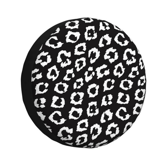 Sikiie Black Leopard PVC Leather Spare Tire Wheel Cover Spare Tire Cover, for Car Truck SUV Camper Trailer Universal Fit(14-17in)-14 inch