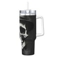 thumbnail image 1 of Sikiie Black White Hat Skull Insulated Stainless Water Bottle Lid Travel Mug Cup Insulated Tumblers Cup 40oz Ice Bully With Handle, 1 of 8
