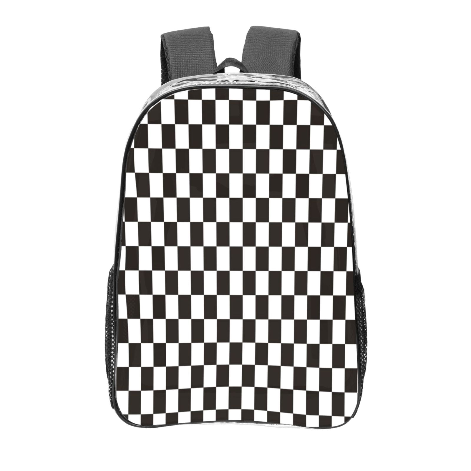 Sikiie Black and White Checkerboard Clear Backpack, Transparent Bookbag ...