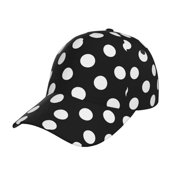 Sikiie Black and White Polka Dot Unisex Vintage Washed Unstructured Baseball Cap Soft Cap Adjustable Unisex Baseball Hat Dad Hat