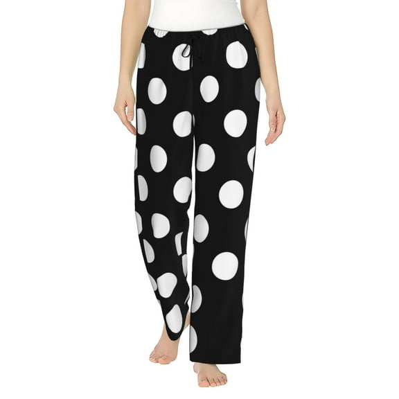 Sikiie Black and White Polka Dot Women’s Ultra-Soft Comfy Lounge Pants Sleepwear Comfy Lounge Pants Drawstring Sleep Bottoms with PocketsMedium