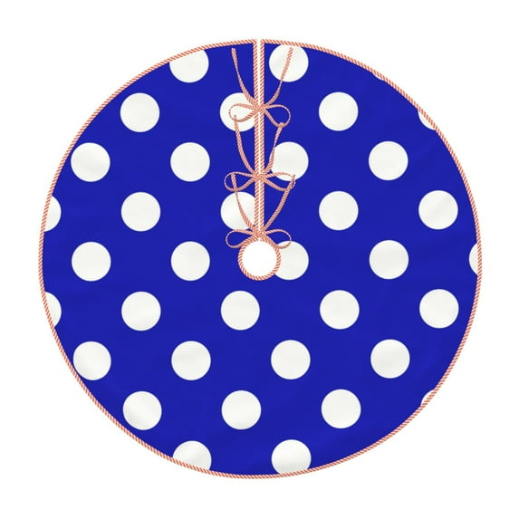 Sikiie Blue And White Polka Dot Christmas Tree Skirt, Christmas Tree Decorations, Christmas Decor, Tree Mat Decoration(30-48IN)-30"