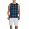 thumbnail image 1 of Sikiie Blue Black Plaid Basketball Jersey Reversible Men's Mesh Athletic Sports Shirts Training Practice S-4XL4X-Large, 1 of 6