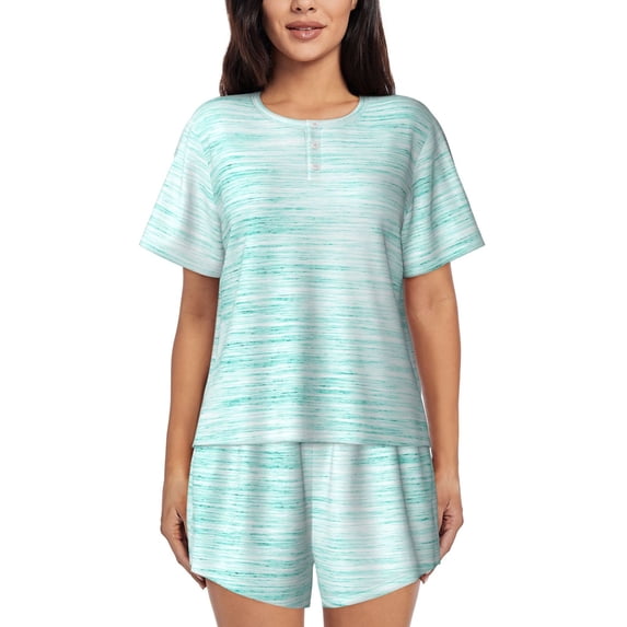 Sikiie Blue Bright Womens Pajama Sets Short Sleeve Top With Pants Sleepwear 2 Piece Lounge Set3X-Large
