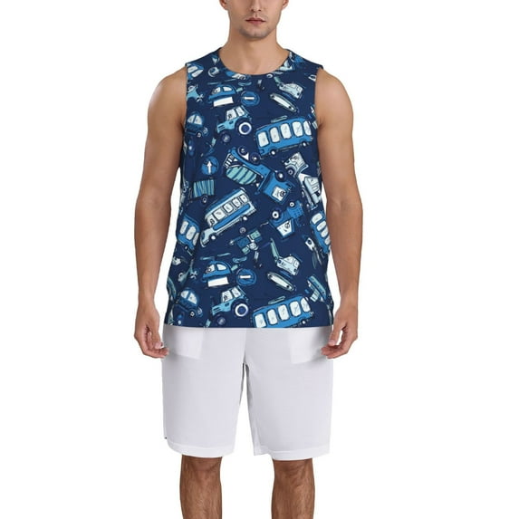 Sikiie Blue Bus Basketball Jersey Reversible Men's Mesh Athletic Sports Shirts Training Practice S-4XLSmall