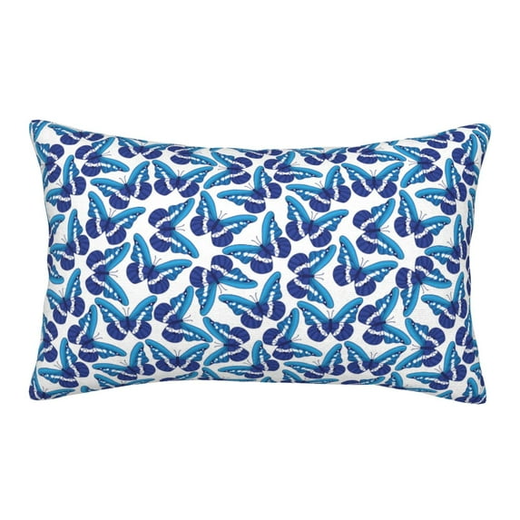 Sikiie Blue Butterflies Print Plush Pillow Cover, Wrinkle-proof and Stain-resistant Pillow Protector without Pillow Core, Home Decoration-20"x30"