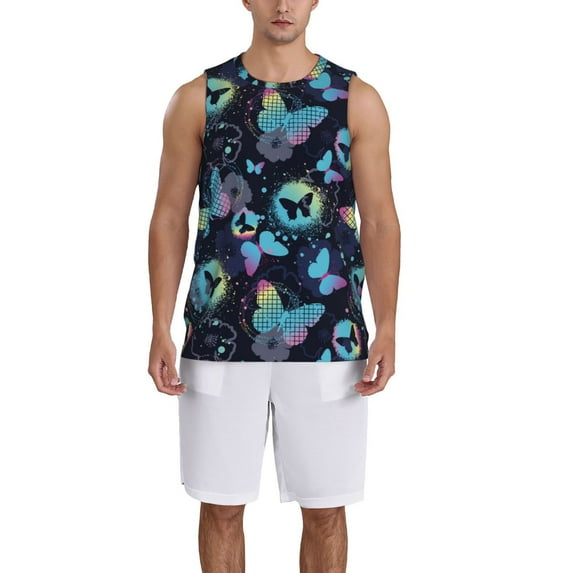 Sikiie Blue Butterfly Basketball Jersey Reversible Men's Mesh Athletic Sports Shirts Training Practice S-4XLSmall