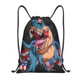 thumbnail image 1 of Sikiie Blue Dinosaur Drawstring Backpack Drawstring Bags, Draw String Back Bag for Sports, Gym, Travel, Swimming, Beach-Small, 1 of 6