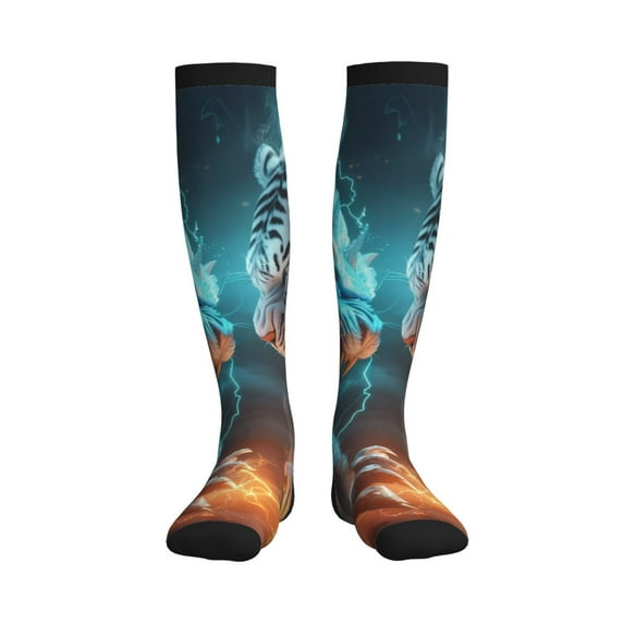 Sikiie Blue Dragon And White Tiger 1 Pairs Compression Socks for Men and Women 15-20 mmHg Running Support Socks