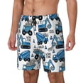 thumbnail image 1 of Sikiie Blue Excavator Print Men's Double Layer Swimming Trunks, Adjustable Waistband and Pockets Sports Swimming Trunks, Beach Swimwear-3X-Large, 1 of 6
