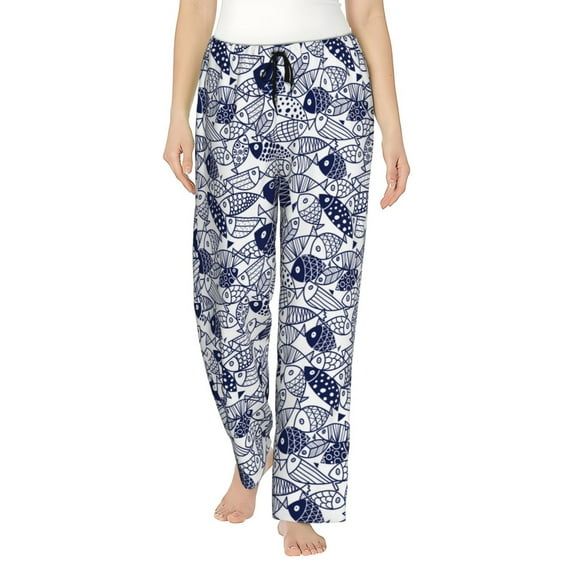 Sikiie Blue Fish1 Women’s Ultra-Soft Comfy Lounge Pants Sleepwear Comfy Lounge Pants Drawstring Sleep Bottoms with PocketsSmall