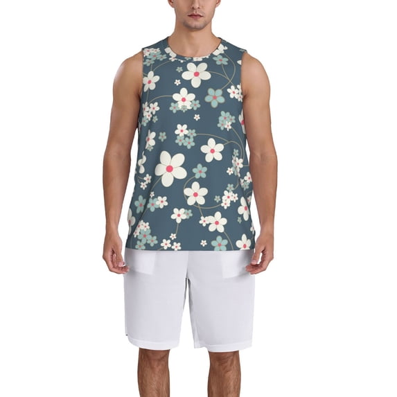 Sikiie Blue Flower Basketball Jersey Reversible Men's Mesh Athletic Sports Shirts Training Practice S-4XL3X-Large