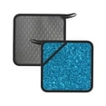 thumbnail image 1 of Sikiie Blue Glitter Pot Holders Kitchen Insulation Mats Heat Resistant Pot-Holder Oven Anti-Scald Pads for Cooking Baking, 7.1*7.1inch, 1 of 8