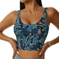 thumbnail image 1 of Sikiie Blue Leaves A Print Strappy Sports Bra for Women Padded Push Up Sports Bra Athletic Running Sports Bra Workout Bra Yoga Bra, 1 of 5
