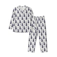 thumbnail image 1 of Sikiie Blue Leaves Mens Pajama Set, Soft Warm Long Sleeve Sleepwear, Cozy Button-Down Pjs for Men-X-Large, 1 of 7