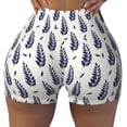 thumbnail image 1 of Sikiie Blue Leaves Print Workout Shorts Women Scrunch Butt Gym Shorts Seamless High Waist Tummy Control Yoga Biker Athletic Shorts, 1 of 5