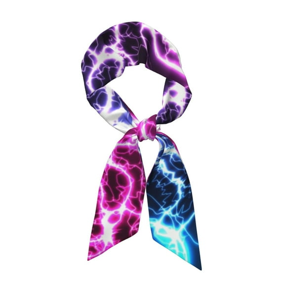 Sikiie Blue Lightning Neck Scarf Printed Scarves Head for Women'S Fashion Satin Scarfs For Bag Hair for Dating, Travel