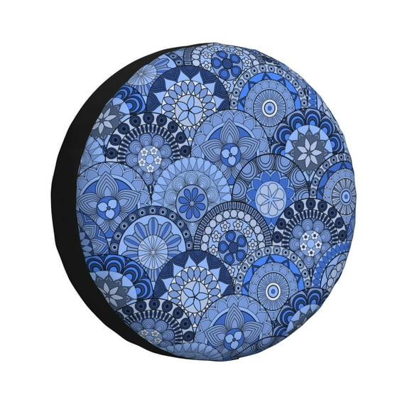Sikiie Blue Mandala Harmony PVC Leather Spare Tire Wheel Cover Spare Tire Cover, for Car Truck SUV Camper Trailer Universal Fit(14-17in)-17 inch