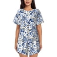 thumbnail image 1 of Sikiie Blue Paisley Womens Pajama Sets Short Sleeve Top With Pants Sleepwear 2 Piece Lounge Set3X-Large, 1 of 6
