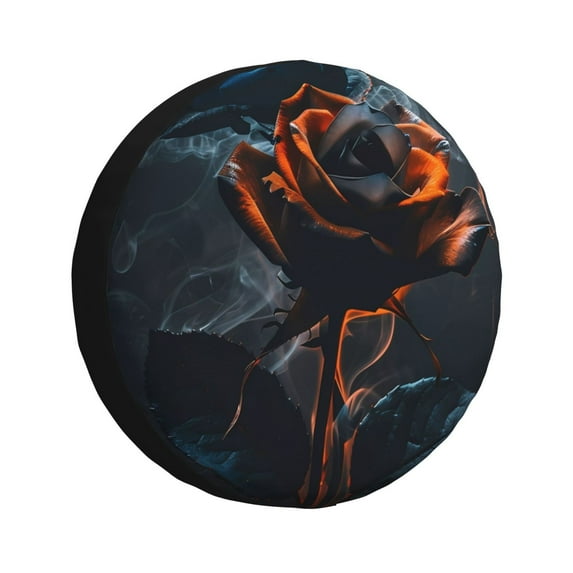 Sikiie Blue and Red Roses Artwork PVC Leather Spare Tire Wheel Cover Spare Tire Cover, for Car Truck SUV Camper Trailer Universal Fit(14-17in)-16 inch