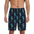 thumbnail image 1 of Sikiie Blue Seahorse Mens Pajama Shorts, Lightweight Lounge Pant with Pockets Soft Sleep Pj Shorts for MenX-Large, 1 of 6