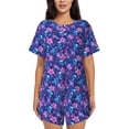thumbnail image 1 of Sikiie Blue Skull Leaf Womens Pajama Sets Short Sleeve Top With Pants Sleepwear 2 Piece Lounge SetMedium, 1 of 6