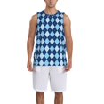 thumbnail image 1 of Sikiie Blue Squares Basketball Jersey Reversible Men's Mesh Athletic Sports Shirts Training Practice S-4XLLarge, 1 of 6
