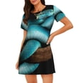 thumbnail image 1 of Sikiie Blue Viper Snake Print Women's Short-sleeved Nightdress, Round Neck Pullover Nightdress Pajamas Summer Home Wear, 1 of 6