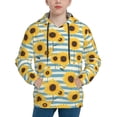 thumbnail image 1 of Sikiie Blue White Striped Sunflower A Youth Hoodie Sweatshirt Pullover Hooded Classic Casual Essentials Hoodiefor Boys Girls Kids -Large, 1 of 6