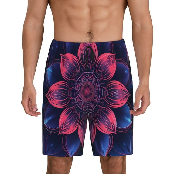 Sikiie Bohemian Vintage Pattern Mens Pajama Shorts, Lightweight Lounge Pant with Pockets Soft Sleep Pj Shorts for Men4X-Large