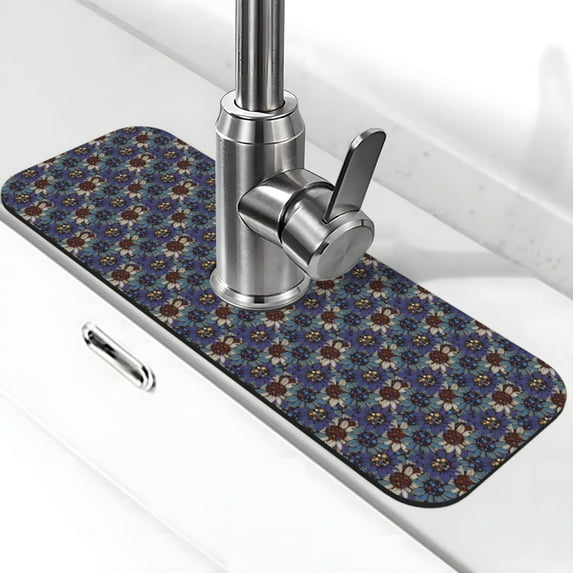 Sikiie Boho Style Sunflowers Design Splash Guard for Sink Faucet-1 PC Super Absorbent Fast Drying Mat Sink Gadgets-Splash Guard for Kitchen, Sink Mat