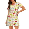 thumbnail image 1 of Sikiie Bow Ties Print Women's Short-sleeved Nightdress, Round Neck Pullover Nightdress Pajamas Summer Home Wear, 1 of 6