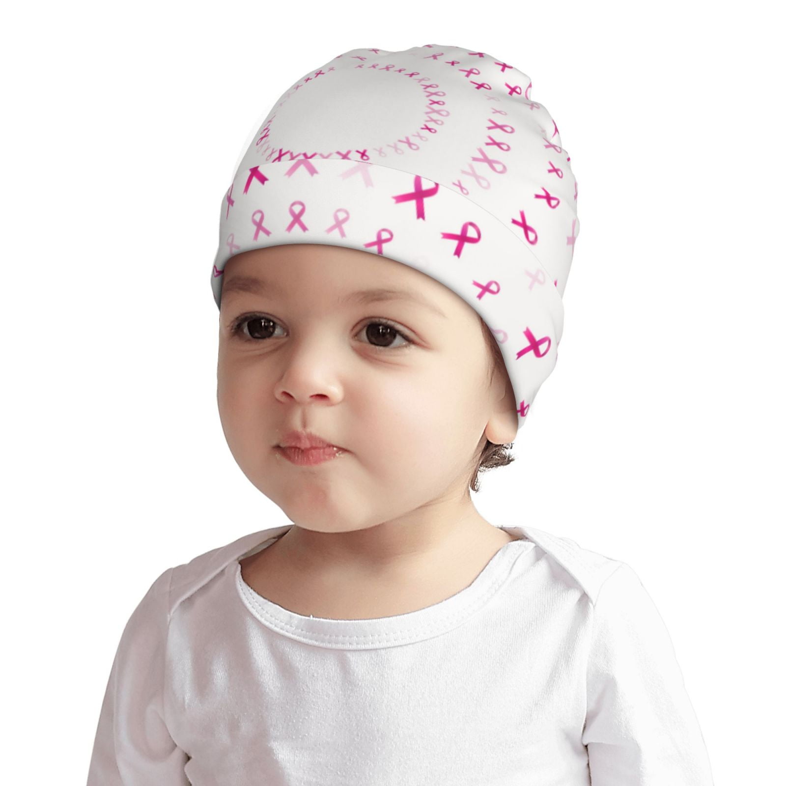 Sikiie Breast Cancer Awareness 4 Baby Beanie Hats for Unisex Toddler Beanies Baby Girl Boy Hat Warm Cap for Baby Infant Toddler Large