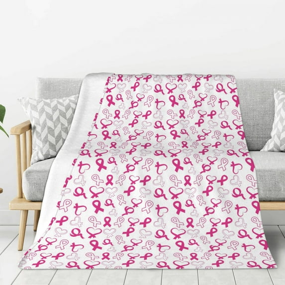Sikiie Breast Cancer Awareness4 Cozy Flannel Fleece Throw Blanket: Lightweight & Thick for All Seasons - Perfect for Women, Men, & Kids"60"x50"