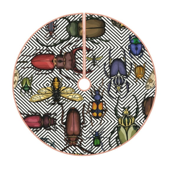 Sikiie Bright Insects Nativity Christmas Tree Skirt, Jesus Christian Winter Holiday Tree Mat Decoration(30-48IN)